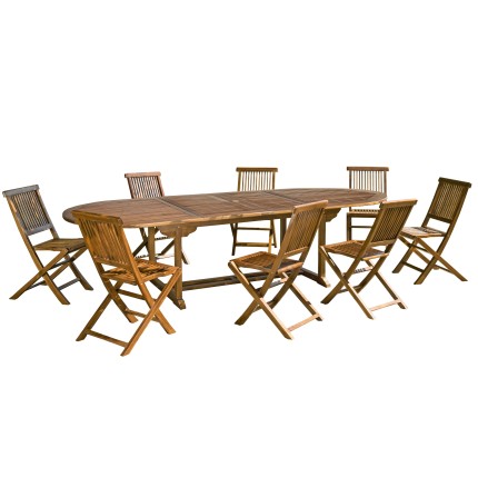 Salon de jardin en bois teck huilé - 10/12 personnes