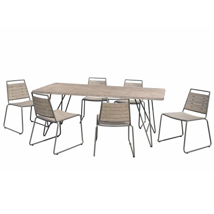 EMILE - Teak Wood Gray Garden Furniture 6/8 pers.