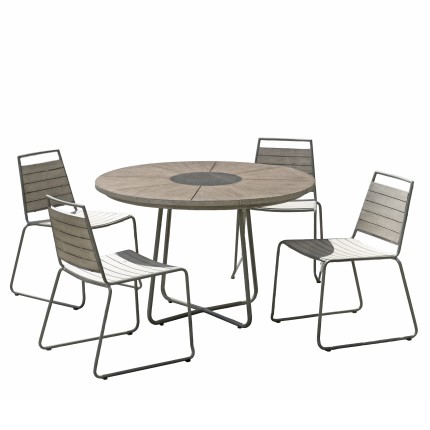 Salon de jardin EMILE en bois teck grisé