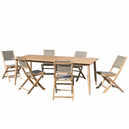 Teak Garden Furniture Set - KIM - 6/8 pers - Rectangular Table 220*100 cm