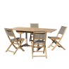 Ensemble de jardin en bois teck 4/6 pers - Table extensible et 4 chaises