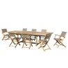 Salon de jardin en bois teck 10/12 pers - Table extensible