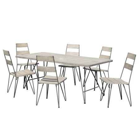 Salon de jardin EMILE en bois teck grisé 6/8 pers.