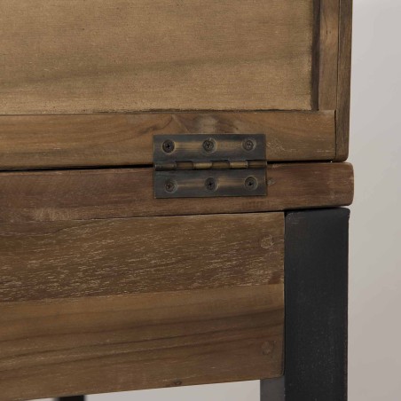 Bureau SIXTINE - Teck recyclé et métal noir