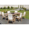 Teak Wood Garden Furniture Set - Oval Table 180*240/100cm - 6 Textilene Chairs
