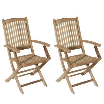 Set of 2 Lombock Teak Garden Armchairs - Premium Solid Teak Furniture