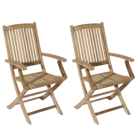 Ensemble de 2 fauteuils de jardin en bois Teck