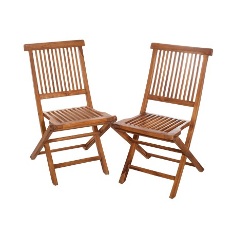 Ensemble 2 chaises de jardin Java Teck huilé MAEVA