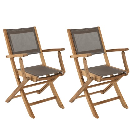 Ensemble 2 fauteuils jardin bois teck taupe