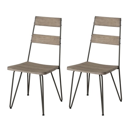 EMILE - Set of 2 Scandinavian Garden Chairs | Grey-Stained Teak Wood