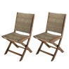 VICTOIRE Set of 2 Folding Garden Chairs - Acacia Wood & Rattan