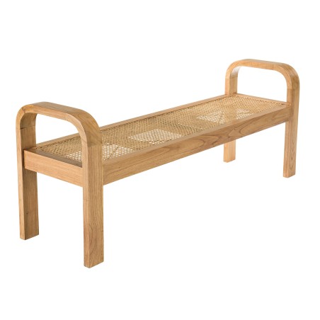 LORINE Two-Seater Bench in Mindi Wood and Rattan