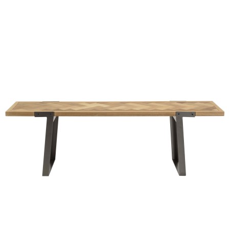 CARLA TV Stand - Wooden Chevron Top and Black Metal Legs