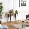 CARLA - Wooden Chevron Console with Black Metal Legs