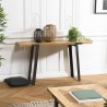 CARLA - Wooden Chevron Console with Black Metal Legs