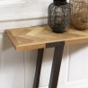 CARLA - Wooden Chevron Console with Black Metal Legs