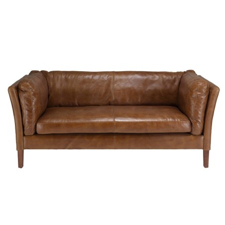 OCTAVE Vintage Brown MILANO 3-Seater Sofa - Wood Legs