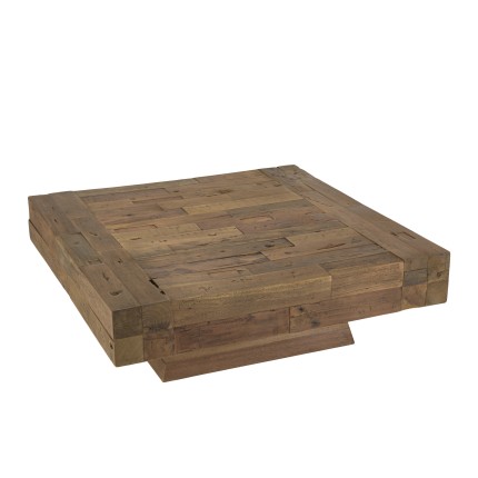 Table basse carrée bois massif marron MATHIS