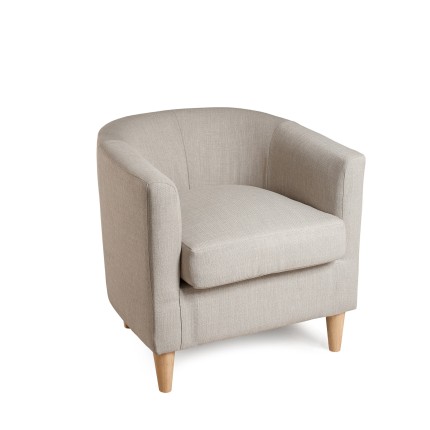 KATE - Linen Fabric Armchair 63x63cm Natural Wood Legs
