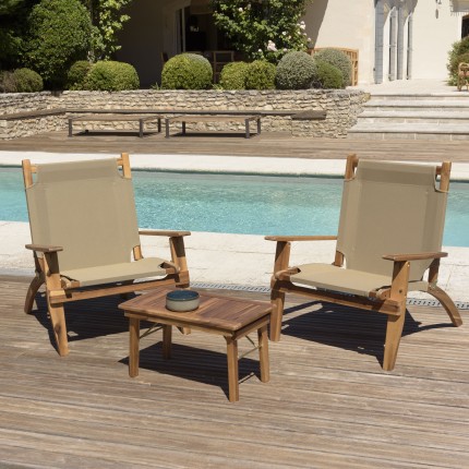 Vick Acacia Wood Garden Furniture Set for 2 People