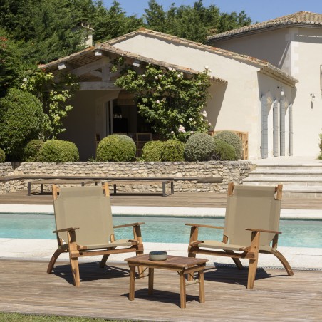 Victoire Acacia Wood Garden Furniture Set for 2 People