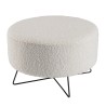 Pouf rond AGATHE en tissu bouclette blanc