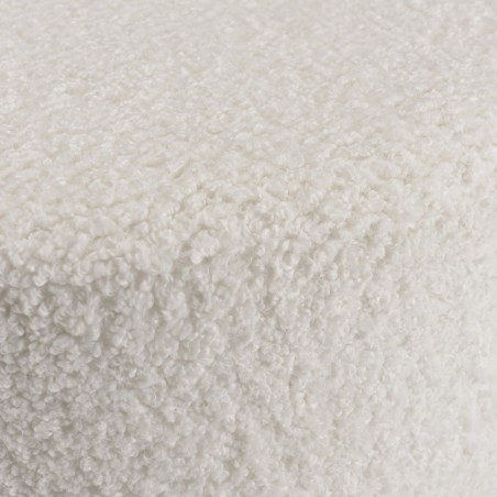 Pouf rond AGATHE en tissu bouclette blanc