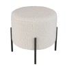 AGATHE Round Stool 40x40cm - White Bouclé Fabric