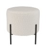AGATHE Round Stool 40x40cm - White Bouclé Fabric