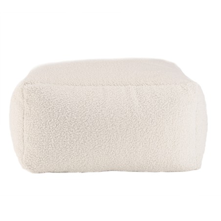 Pouf carré AGATHE en tissu bouclette blanc
