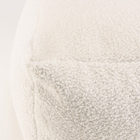 Pouf carré AGATHE en tissu bouclette blanc
