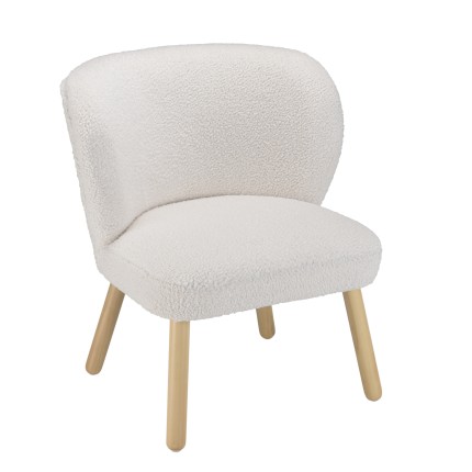 Fauteuil AGATHE en tissu bouclette blanc