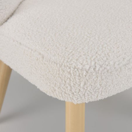 Fauteuil AGATHE en tissu bouclette blanc