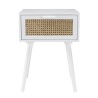 Chevet blanc SMANDY - 1 tiroir cannage naturel