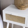 Chevet blanc SMANDY - 1 tiroir cannage naturel