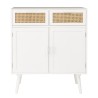 Buffet blanc SMANDY - 2 portes 2 tiroirs cannage naturel