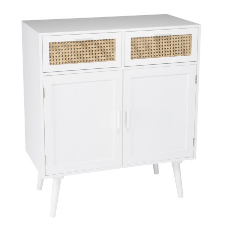 Buffet blanc SMANDY - 2 portes 2 tiroirs cannage naturel