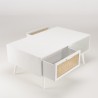 Table basse blanche SMANDY - 2 tiroirs 1 niche