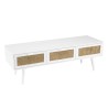Meuble TV SMANDY blanc 3 tiroirs cannage naturel