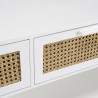 Meuble TV SMANDY blanc 3 tiroirs cannage naturel
