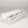 Meuble TV SMANDY blanc 3 tiroirs cannage naturel