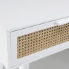 Console blanche 2 tiroirs cannage naturel - SMANDY