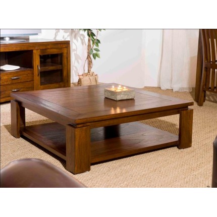 Table basse carrée LORINE en bois Mindi 90x90cm