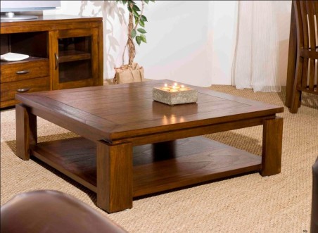 LORINE Square Brown Coffee Table 90x90cm - Mindi Wood