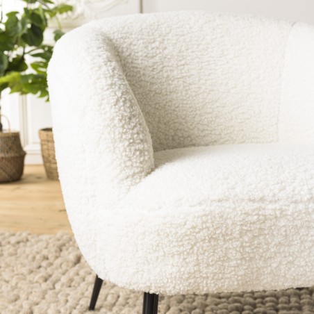 Fauteuil AGATHE - Tissu bouclette blanc - Cosy et design