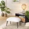 Agathe - Cozy Stool in White Bouclé Fabric with Black Metal Legs