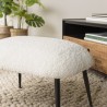 Agathe - Cozy Stool in White Bouclé Fabric with Black Metal Legs