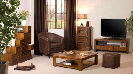 LORINE Square Brown Coffee Table 90x90cm - Mindi Wood