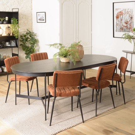 Table à manger ovale noire DALY 240x104cm