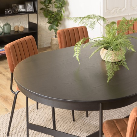 DALY Black Oval Dining Table 240x104cm - Stylish Metal Base